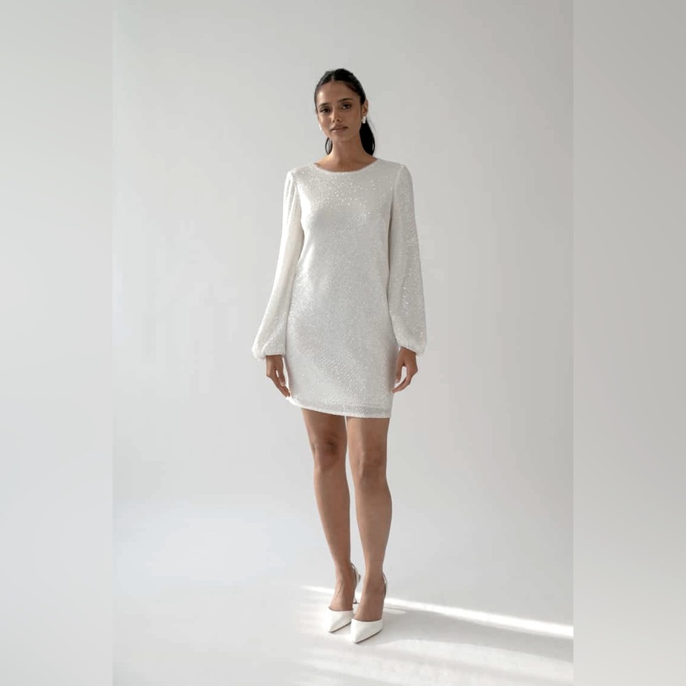 Jenny Yoo Angie in Silver/Nude, new never worn